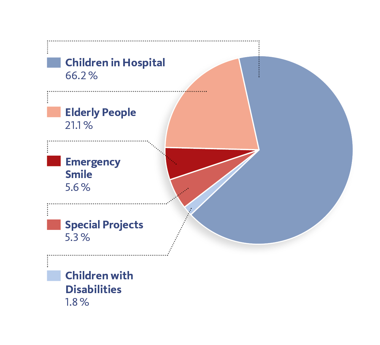 Pie chart on expenses on programme level